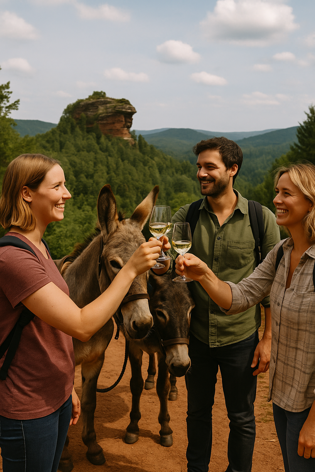 Weinwanderung mit Esel hochkant